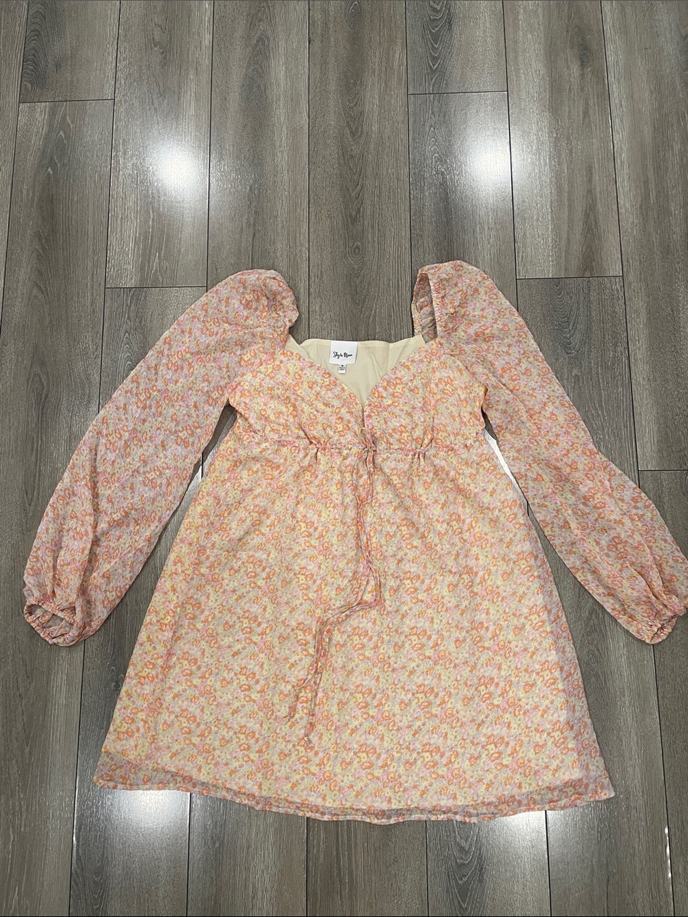 Floral Puff-Sleeve Mini Dress in Pink